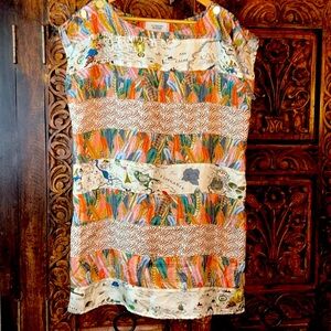 La Prestic Ouiston Sz S Map Print Silk shift dress